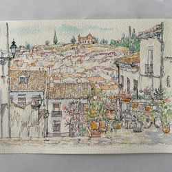 アンダルシアの白い町アンテケラ（スペイン、白い町、原画、透明水彩） 6枚目の画像