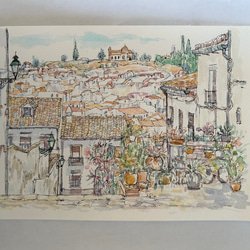アンダルシアの白い町アンテケラ（スペイン、白い町、原画、透明水彩） 7枚目の画像