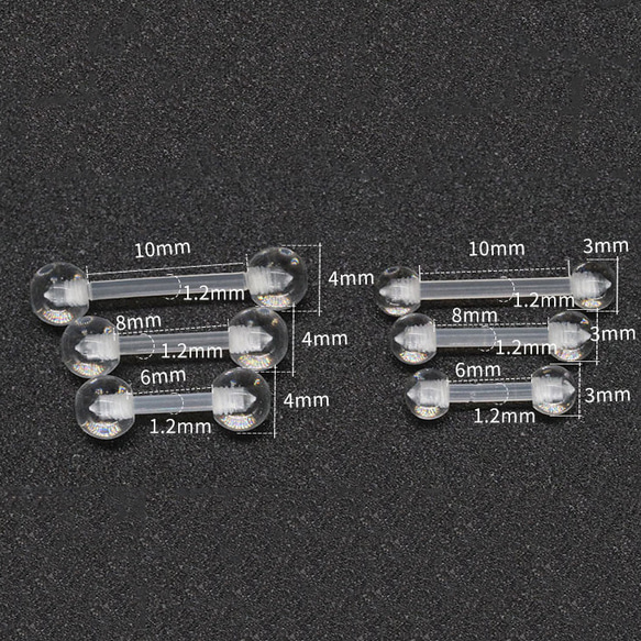 耳環，不起眼 16G Labret，身體穿孔，軟骨，透明，秘密，金屬過敏兼容，適合雙耳，2 件套 第5張的照片