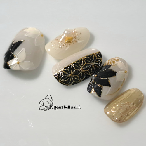 No.60 和柄ネイル（成人式ネイル/和柄/赤/和装/振袖/着物/フラワー