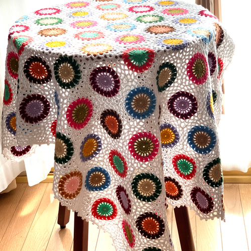 ハンドメイド 手編み かぎ針編み お花モチーフ ブランケット