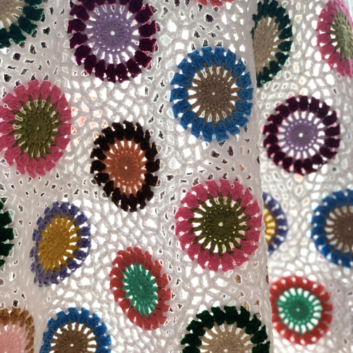 ハンドメイド 手編み かぎ針編み お花モチーフ ブランケット