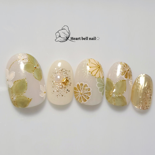 No.63 和柄ネイル（成人式ネイル/和柄/赤/和装/卒業式/振袖/着物/袴