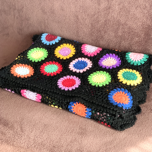 ハンドメイド 手編み かぎ針編み お花モチーフ ブランケット ハンドメイド 手編み かぎ針編み お花モチーフ ブランケット