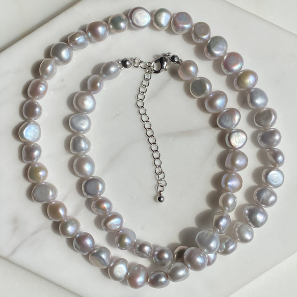 一点もの✨バロックパール✨シルバーグレーの淡水パールネックレス