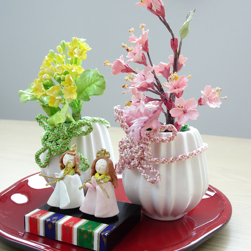 パンフラワー/パン粘土/ひな人形】長く飾れる♪ 花雛 to 豆雛 の