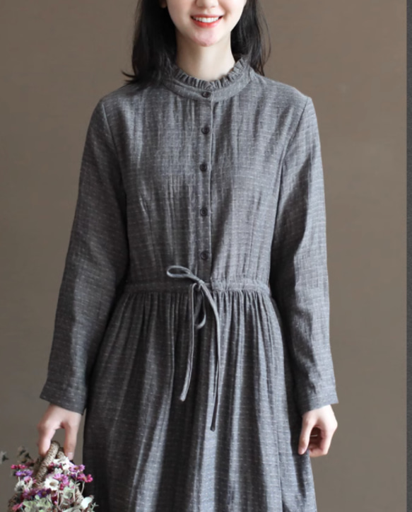 New秋色 100％コットンワンピース .綿ドレス　S-XL 7枚目の画像