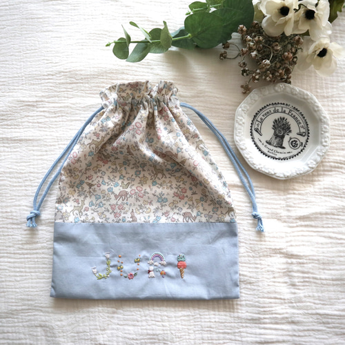 大人気リバティ♡お名前刺繍の巾着袋 給食袋 fleur de coton 通販