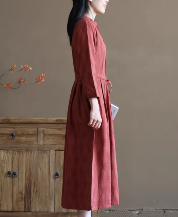 New秋色 100％コットンワンピース .綿ドレス　M-XL 4枚目の画像