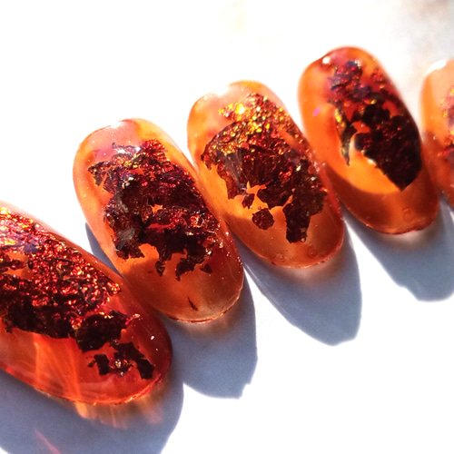 キャメル×箔 ネイルチップ キャメル×箔 ネイルチップ