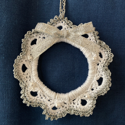 未使用☆レース編みオーナメントモビール レース編みのクリスマスオーナメント ＊受注製作＊ その他インテリア