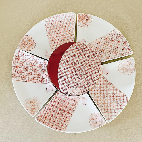 赤絵 紋様 お重&取り皿セット うさぎ お正月 小皿 ange_lapin 通販