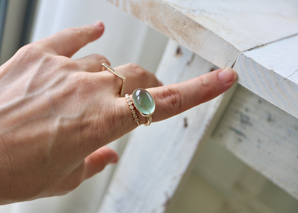 K10[人魚のmoss aquamarine]ring モスアクアマリン 3枚目の画像