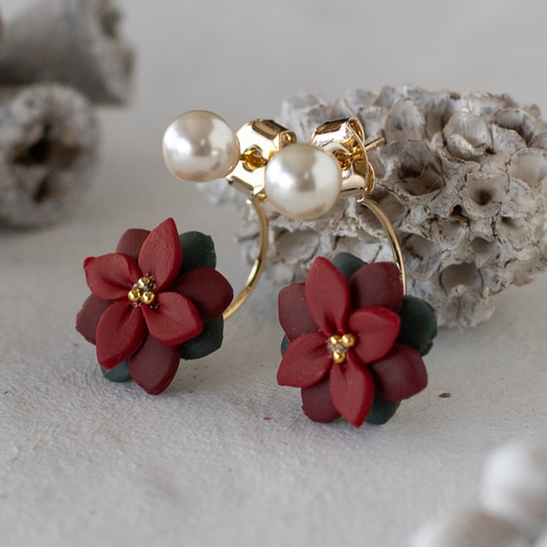 リング『ポインセチア』＊ポリマークレイ