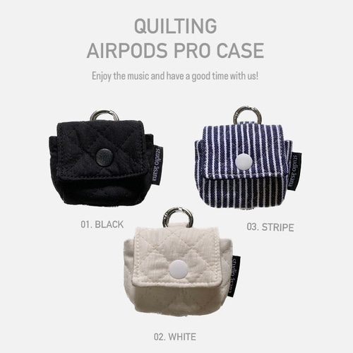 ブラック) キルトAirPods Proケース【充電ホールの有無を選択