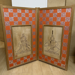 枕屏風 鳥獣戯画 手彫り 透し彫り細工 パーテーション・間仕切り