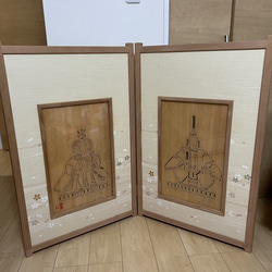 枕屏風 鳥獣戯画 手彫り 透し彫り細工 パーテーション・間仕切り