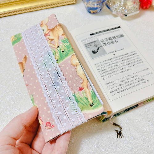 レトロバンビ 赤 文庫本サイズ ブックカバー ハンドメイド レトロ