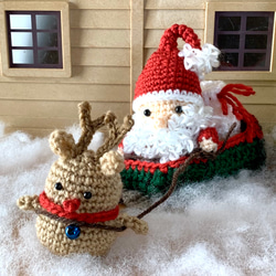 クリスマスツリー・サンタ・トナカイ・サンタさん袋☆編みぐるみ4点