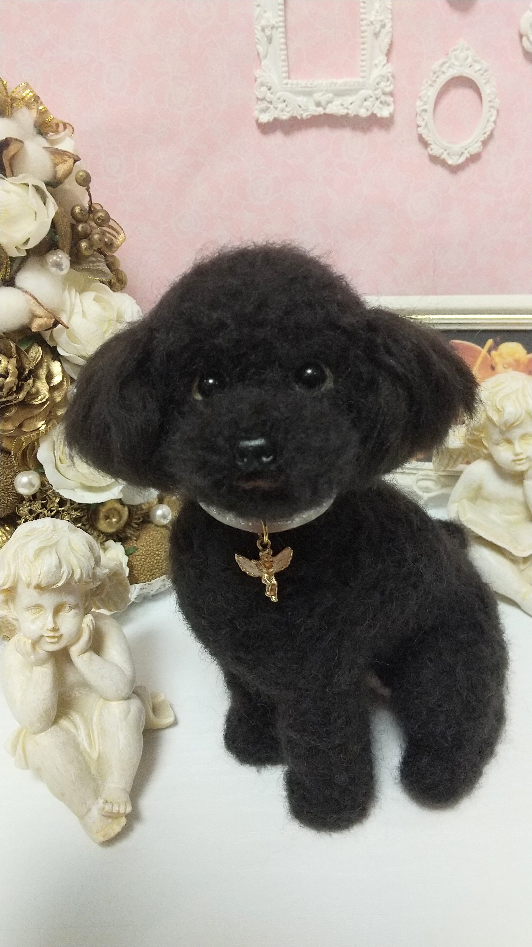 トイプードル（黒）の羊毛フェルト 犬 羊毛フェルト chai♡hima