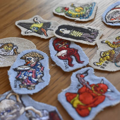 刺繍のあっぷりけ[あっかんべ～唐傘小僧1本足]浮世絵の妖怪 ワッペン