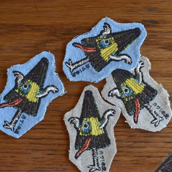 刺繍のあっぷりけ[あっかんべ～唐傘小僧1本足]浮世絵の妖怪 ワッペン