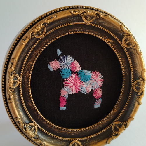 * vintage picture ❀ 北欧の森 刺しゅう絵 フレーム 北欧の馬の刺繍フレーム その他インテリア雑貨 log 通販