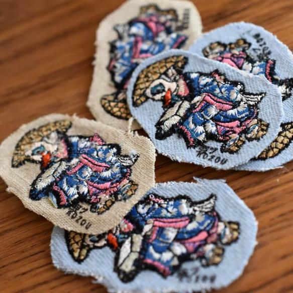 創作アップリケ(布絵)　かぶ　② 刺繍のあっぷりけ[たべる？豆腐小僧]浮世絵の妖怪 ワッペン