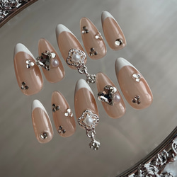 オーダーネイルチップ♡秋冬くすみブラウン量産型フレンチガーリー茶色韓国チェック柄 オーダーネイルチップ♡秋冬くすみブラウン量産型フレンチガーリー茶色