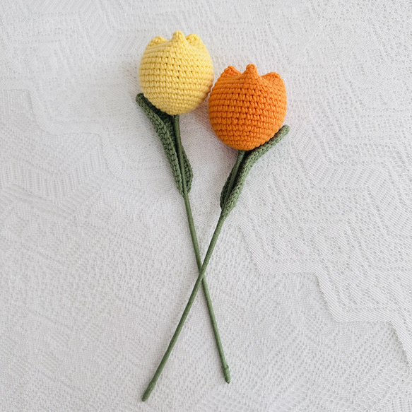 4本　チューリップ　かぎ針編み　枯れない花　ブーケ　編みぐる 2枚目の画像