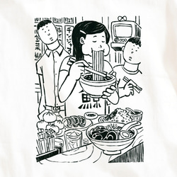 長袖 Tシャツ 『もりもり食べる子』 男女兼用 ロンT ラーメン 大食い クジラ 2枚目の画像