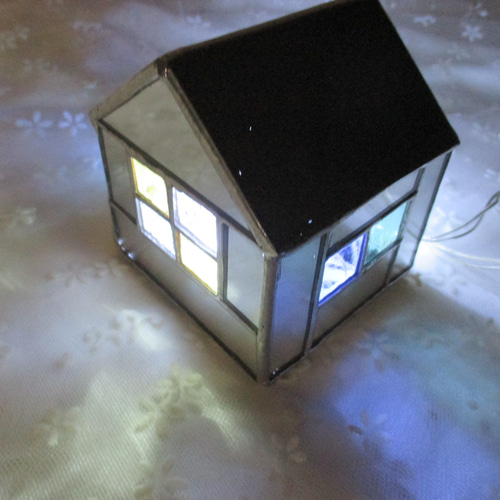 オブジェ ステンドグラス 家 おうち LEDライトホルダー おしゃれ