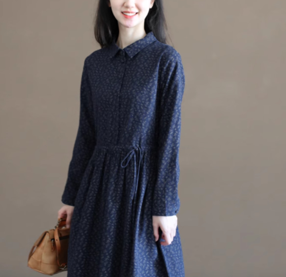 New秋色 100％コットンワンピース .綿ドレス　ｓ-XL 1枚目の画像