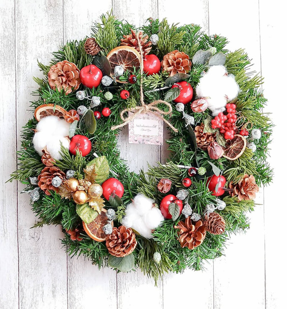 クリスマスリース　フレッシュリース　グリーンリース　おしゃれ　癒し　no.4 早割】喜び溢れるクリスマスリース♡ フレッシュクリスマス2024