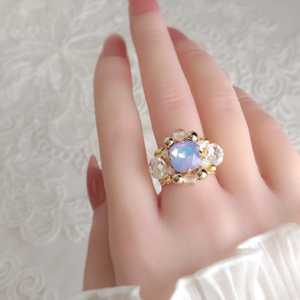 高品質水晶 x 串珠針織仿古戒指 | 限量顏色 WO Vitral Light | Claroli Princess Chris 第4張的照片