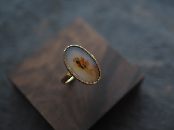 dendritic agate brass ring (teriha) 4枚目の画像