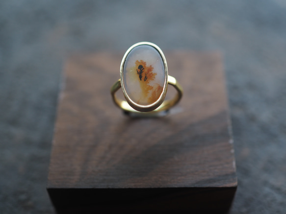 dendritic agate brass ring (teriha) 6枚目の画像