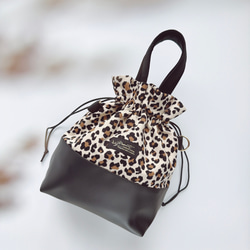 アネモネ柄 ショルダーバッグ 巾着バッグ レザー 2way 長財布 大人