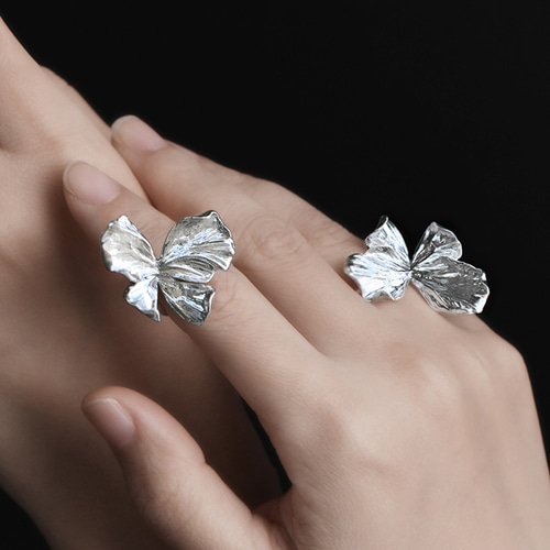 4℃ ホワイトゴールドリング　バタフライモチーフ クラシック バタフライ プティ ダイヤモンド リング, ホワイト