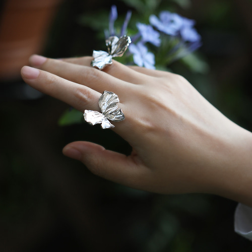 バタフライリング シルバー925 ホワイトゴールド 手作り花びら