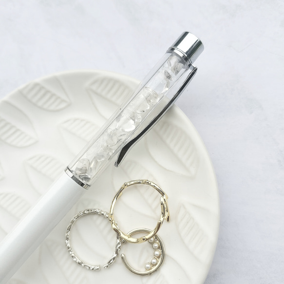 再販「snow」水晶 クォーツ 天然石 ボールペン ギフト プレゼント