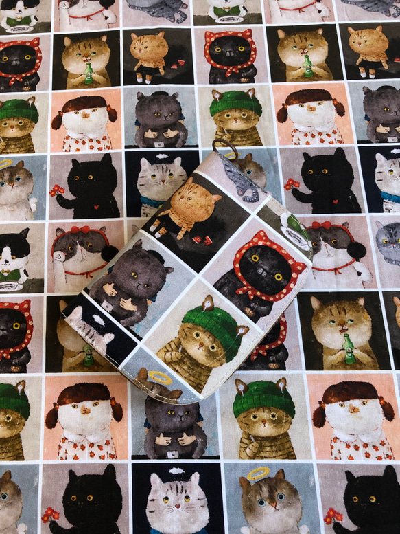 アメリカンコットン「Cat Portrait」ショートクリップ/財布/小銭入れ/ギフト 5枚目の画像
