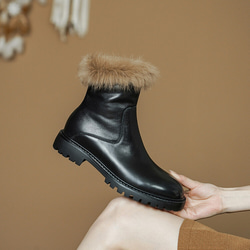 秋冬女式真皮鞋舒適短靴22cm-25cm 加毛OK #874⭐免運費⭐ 第9張的照片