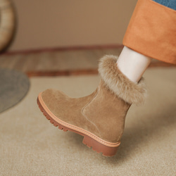 秋冬女式真皮鞋舒適短靴22cm-25cm 加毛OK #874⭐免運費⭐ 第6張的照片