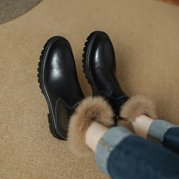 秋冬女式真皮鞋舒適短靴22cm-25cm 加毛OK #874⭐免運費⭐ 第10張的照片