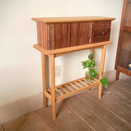 【美品】唐木家具 蛇腹扉•収納付ミニチェスト ヴィンテージ 美品】唐木家具 蛇腹扉収納付ミニチェスト ヴィンテージ