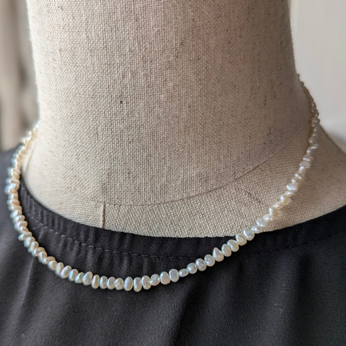 希少 3〜4ミリ 淡水パール バロック 1連ネックレス パール