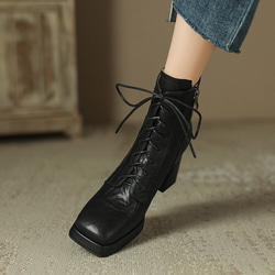 秋冬女式真皮鞋鞋舒適短靴高跟加毛內裡OK22cm~24.5cm#876⭐免運費⭐ 第13張的照片