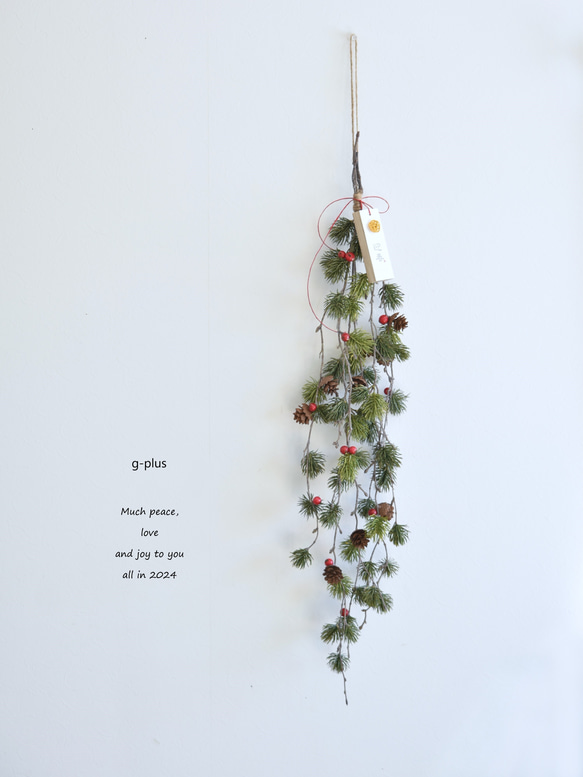 お正月飾り　てまり小松のスワッグ ロング（85cm）　アーティフィシャルフラワー　ver.2024　Xmasにも 1枚目の画像