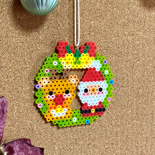 サンタクロースとトナカイの小さなクリスマスリース リース fun